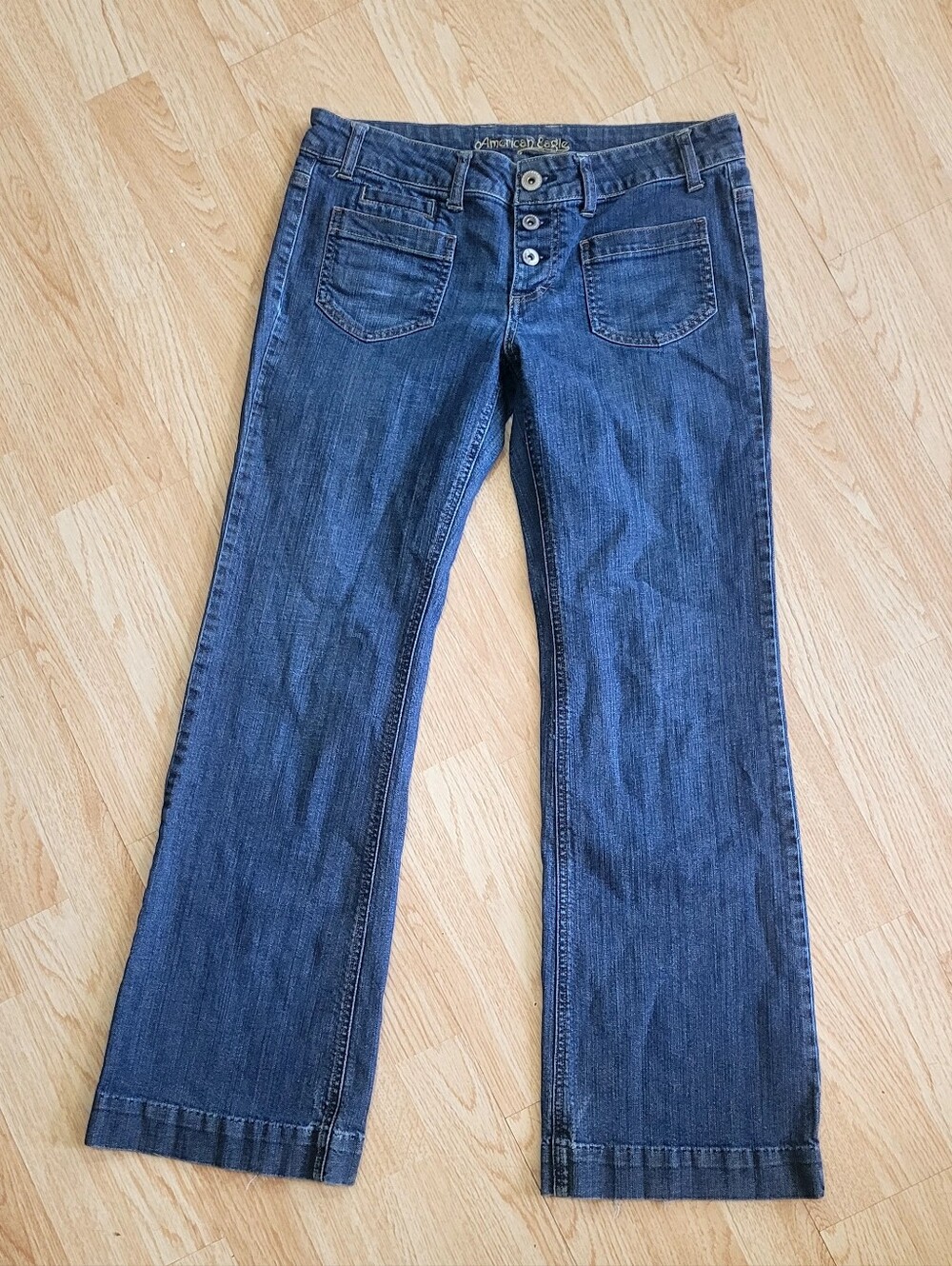 American Eagle Outfitters Women's Button up Wide Leg Blue Jeans Sz 10
